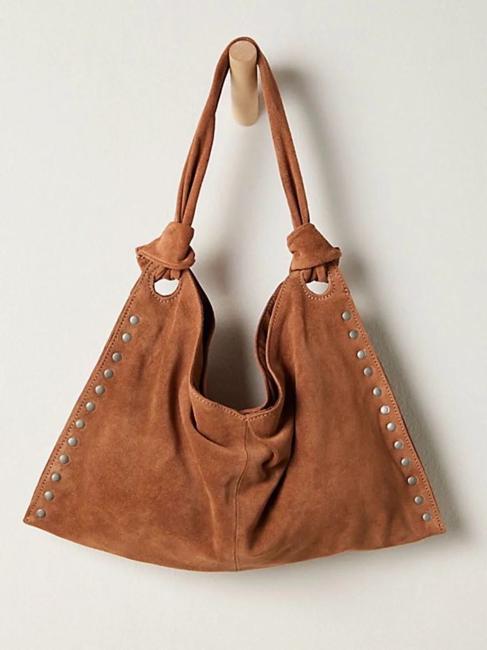 Free People Suede Studded Hobo Tote - Brown - Picture 1 of 6